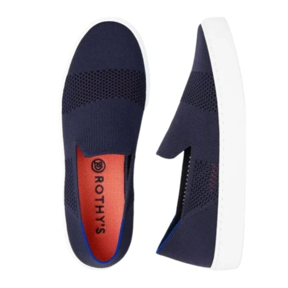 Rothy's The Sneaker Maritime Lattice Stitch Navy Slip On Shoes Women’s Size 9.5